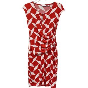 New York Company Red & White Geometric Print Stretch Dress Size XS FALL SALE